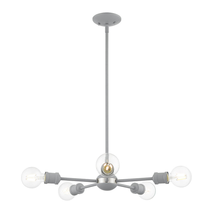 Five Light Chandelier from the Lansdale collection in Nordic Gray with Brushed Nickel Accents finish