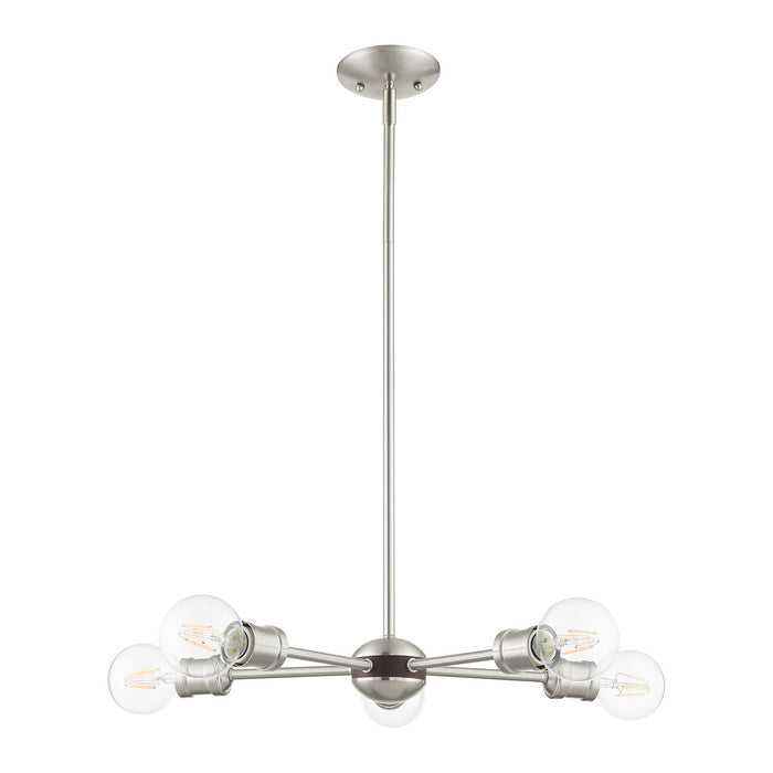 Five Light Chandelier from the Lansdale collection in Brushed Nickel with Bronze Accents finish