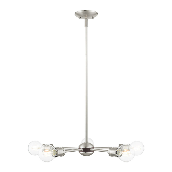 Five Light Chandelier from the Lansdale collection in Brushed Nickel with Bronze Accents finish