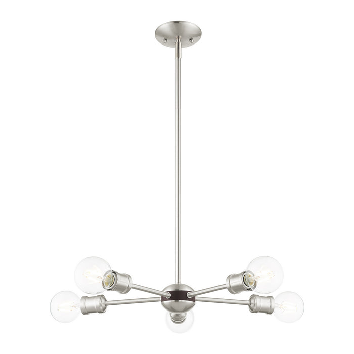 Five Light Chandelier from the Lansdale collection in Brushed Nickel with Bronze Accents finish