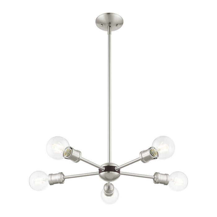 Five Light Chandelier from the Lansdale collection in Brushed Nickel with Bronze Accents finish
