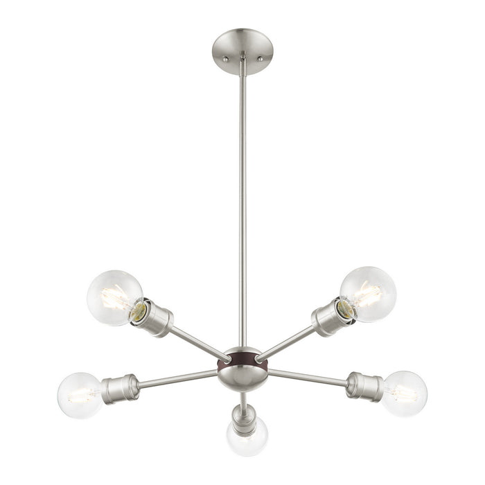 Five Light Chandelier from the Lansdale collection in Brushed Nickel with Bronze Accents finish