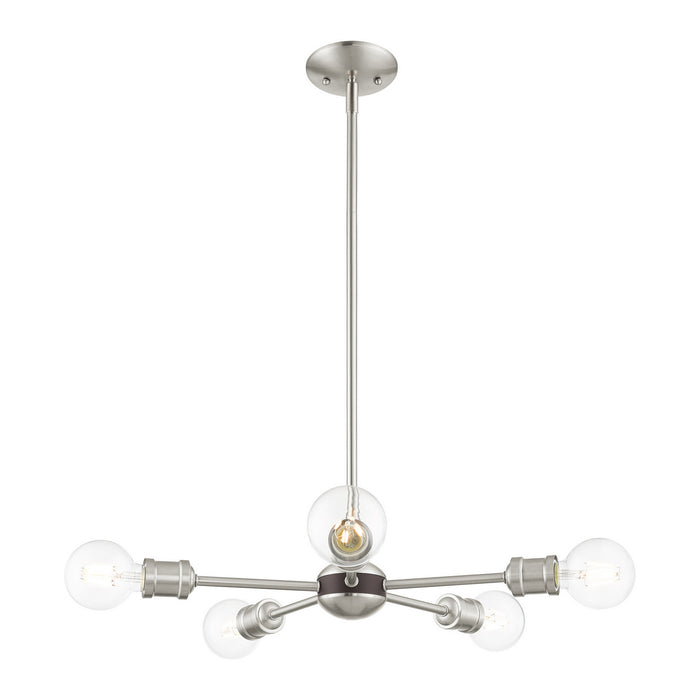 Five Light Chandelier from the Lansdale collection in Brushed Nickel with Bronze Accents finish