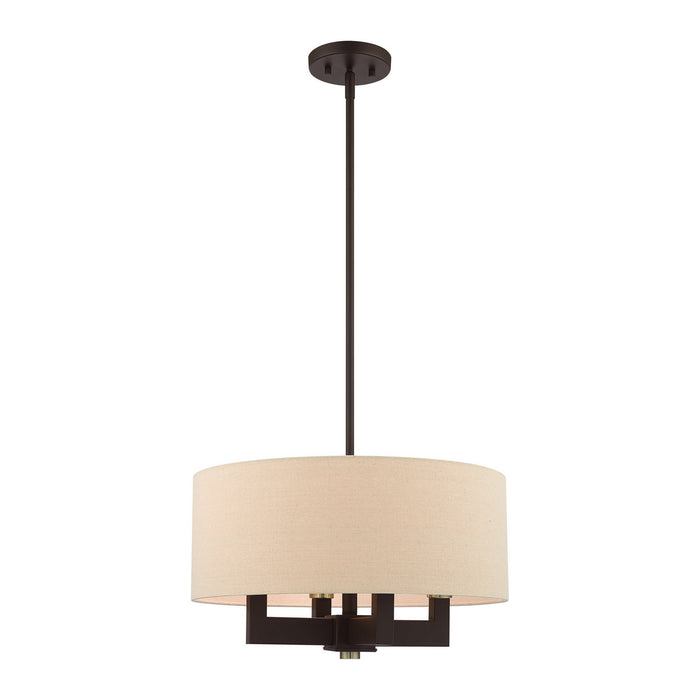 Four Light Chandelier from the Cresthaven collection in Bronze with Antique Brass Accents finish
