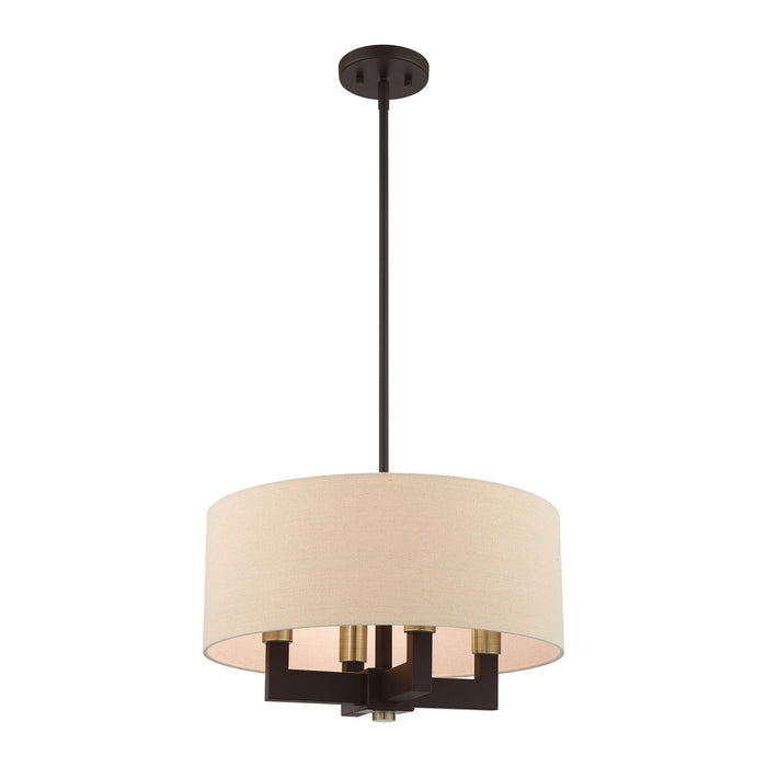 Four Light Chandelier from the Cresthaven collection in Bronze with Antique Brass Accents finish