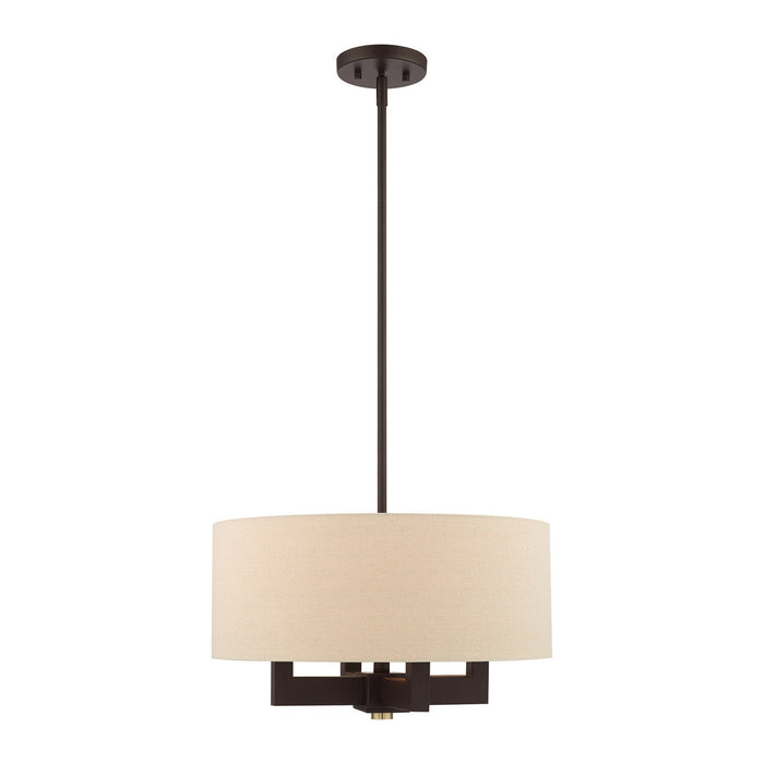 Four Light Chandelier from the Cresthaven collection in Bronze with Antique Brass Accents finish