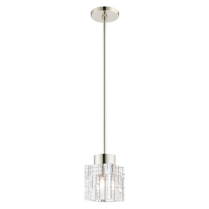 One Light Pendant from the Rotterdam collection in Polished Nickel finish