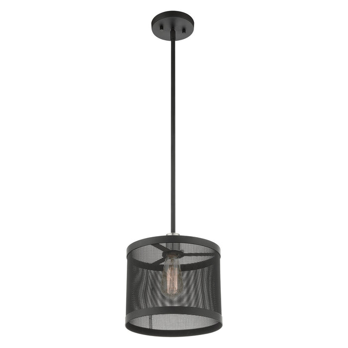 One Light Pendant from the Industro collection in Black with Brushed Nickel Accents finish