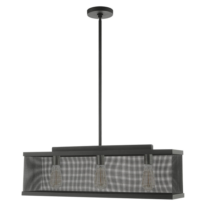 Three Light Chandelier from the Industro collection in Black with Brushed Nickel Accents finish