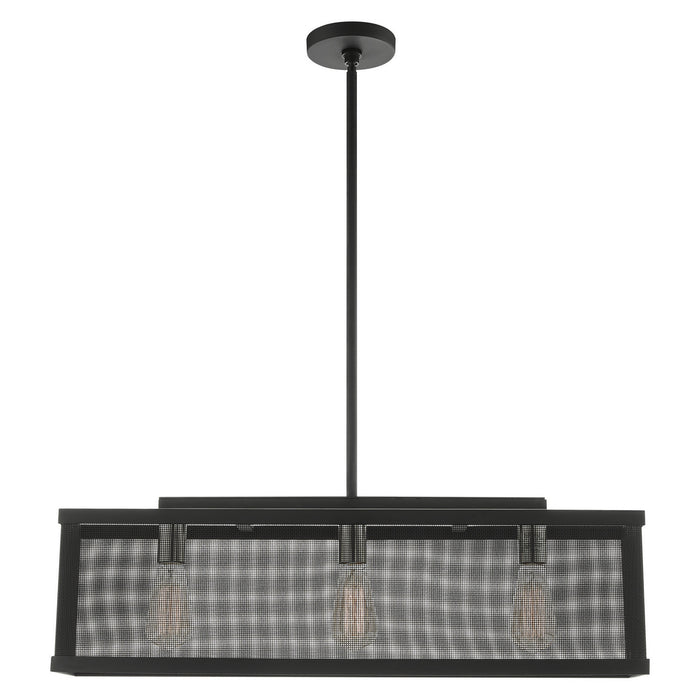 Three Light Chandelier from the Industro collection in Black with Brushed Nickel Accents finish