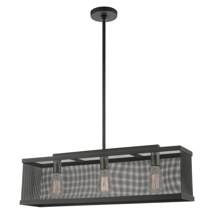 Three Light Chandelier from the Industro collection in Black with Brushed Nickel Accents finish