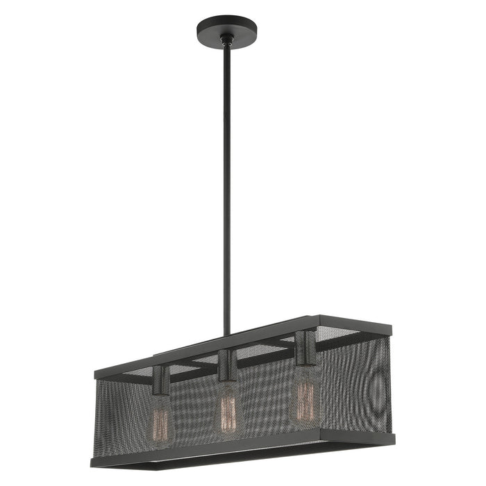 Three Light Chandelier from the Industro collection in Black with Brushed Nickel Accents finish