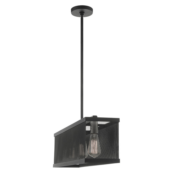 Three Light Chandelier from the Industro collection in Black with Brushed Nickel Accents finish