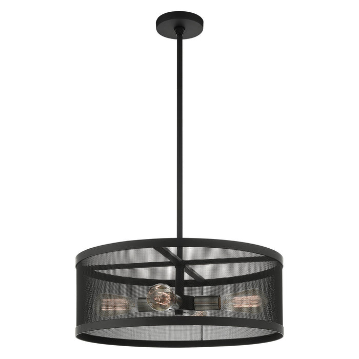 Four Light Chandelier from the Industro collection in Black with Brushed Nickel Accents finish