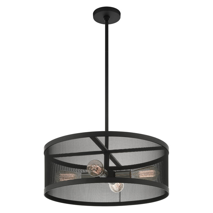 Four Light Chandelier from the Industro collection in Black with Brushed Nickel Accents finish