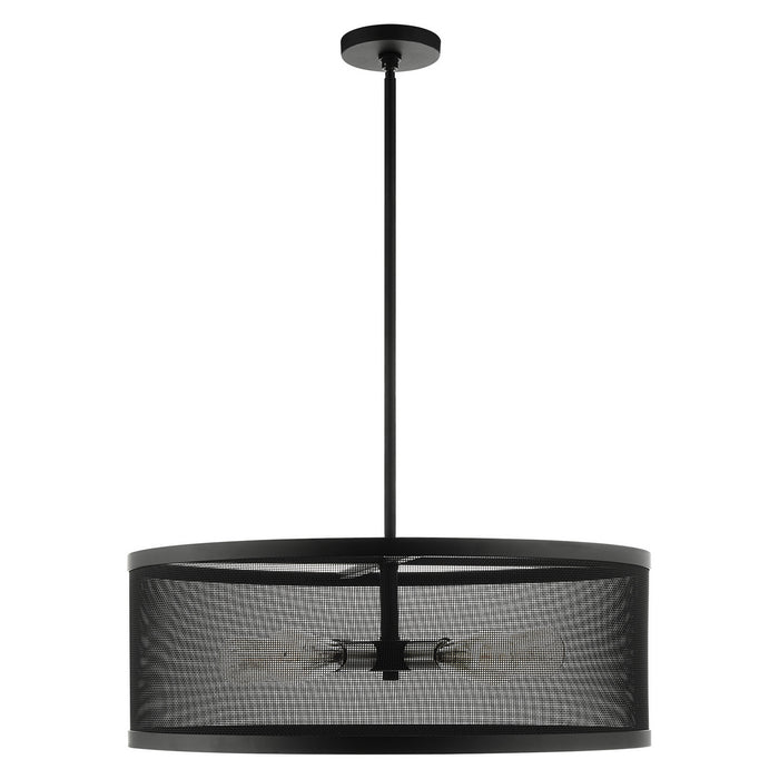 Five Light Chandelier from the Industro collection in Black with Brushed Nickel Accents finish