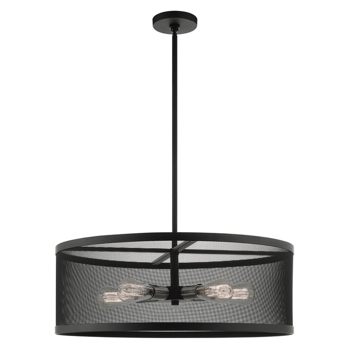 Five Light Chandelier from the Industro collection in Black with Brushed Nickel Accents finish