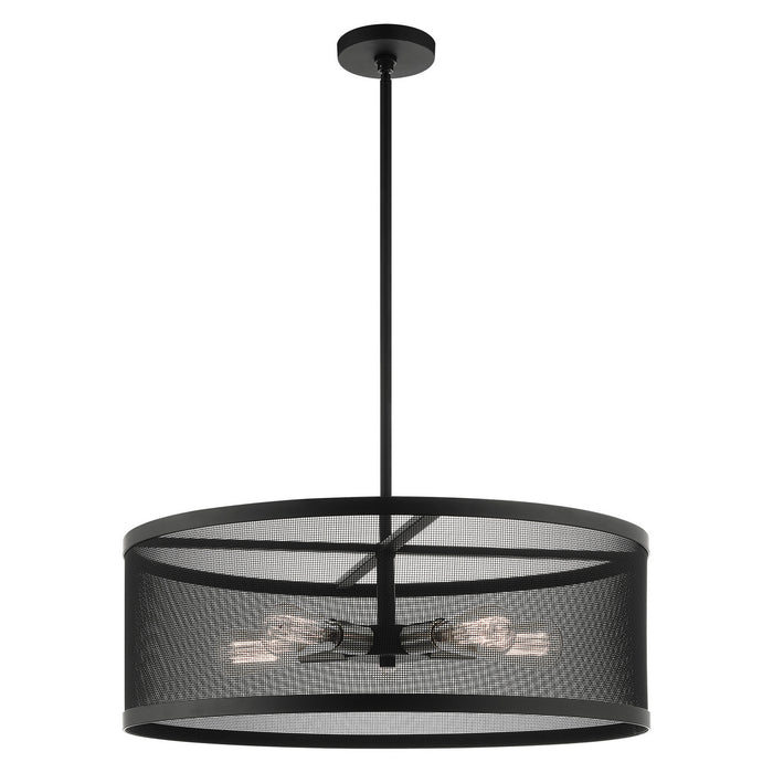 Five Light Chandelier from the Industro collection in Black with Brushed Nickel Accents finish