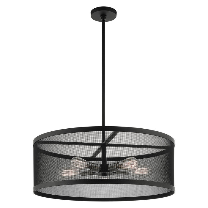 Five Light Chandelier from the Industro collection in Black with Brushed Nickel Accents finish