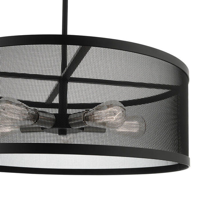 Five Light Chandelier from the Industro collection in Black with Brushed Nickel Accents finish