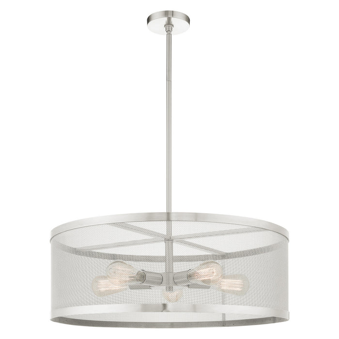 Five Light Chandelier from the Industro collection in Brushed Nickel finish