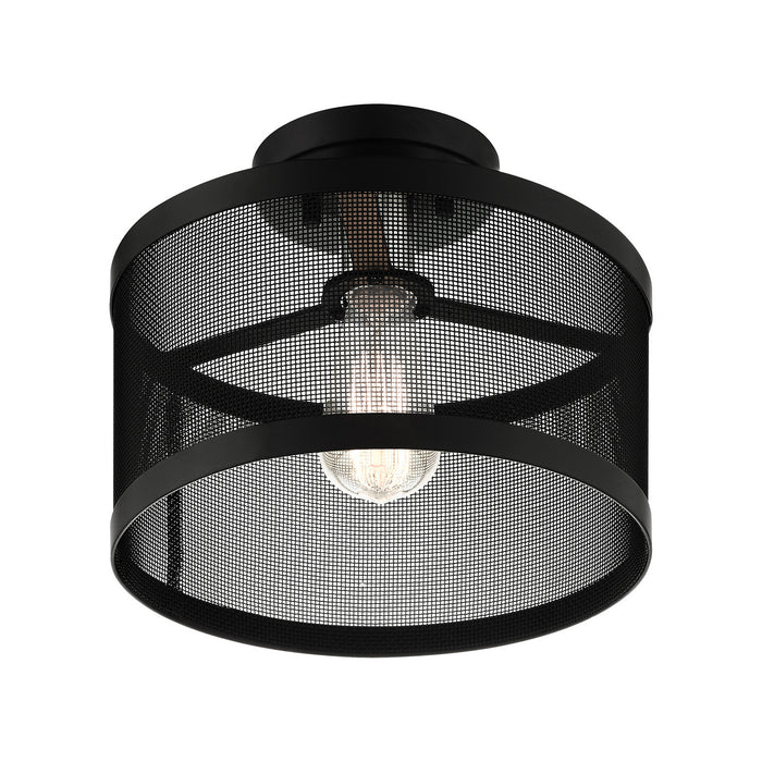 One Light Semi Flush Mount from the Industro collection in Black with Brushed Nickel Accents finish