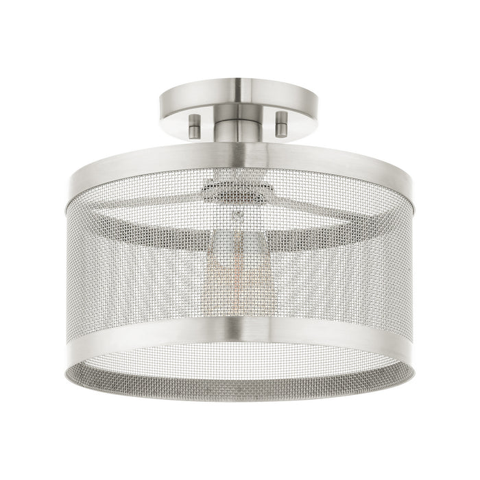 One Light Semi Flush Mount from the Industro collection in Brushed Nickel finish