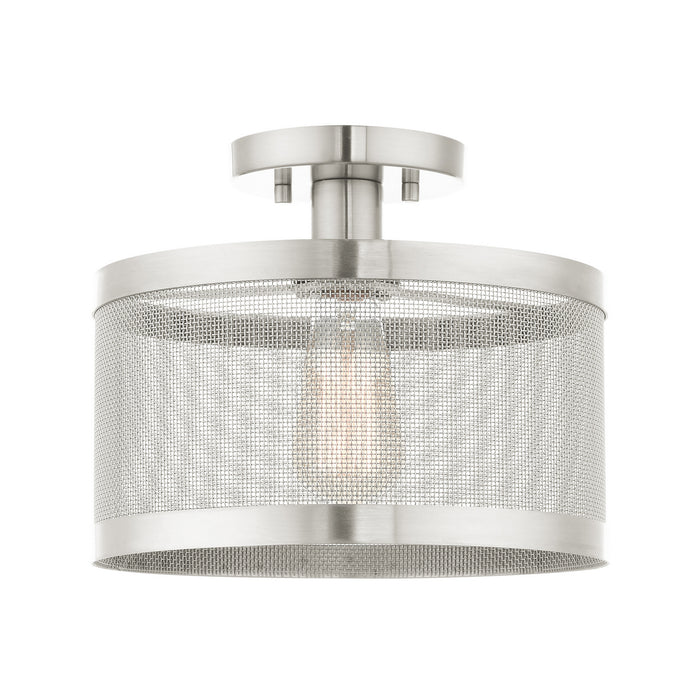 One Light Semi Flush Mount from the Industro collection in Brushed Nickel finish