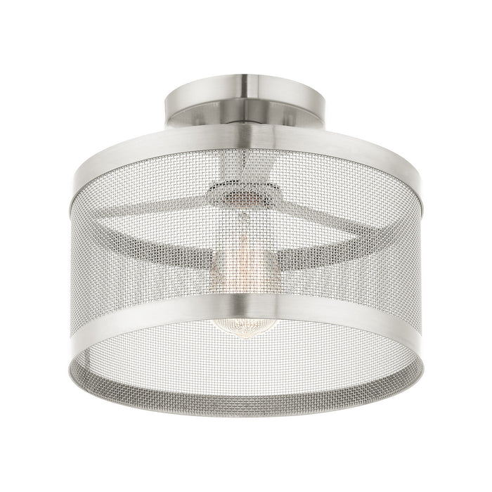 One Light Semi Flush Mount from the Industro collection in Brushed Nickel finish