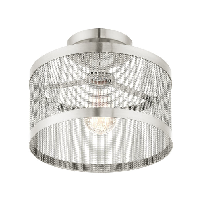 One Light Semi Flush Mount from the Industro collection in Brushed Nickel finish
