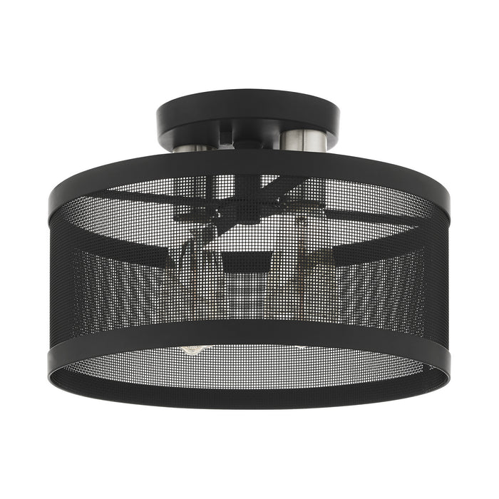 Two Light Semi Flush Mount from the Industro collection in Black with Brushed Nickel Accents finish