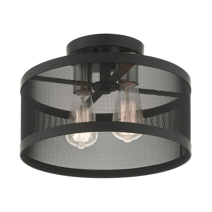 Two Light Semi Flush Mount from the Industro collection in Black with Brushed Nickel Accents finish