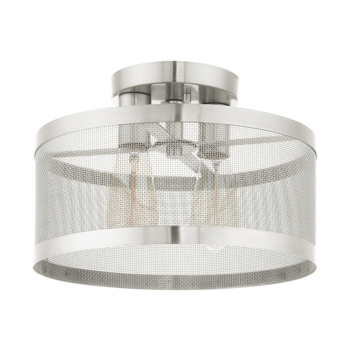 Two Light Semi Flush Mount from the Industro collection in Brushed Nickel finish