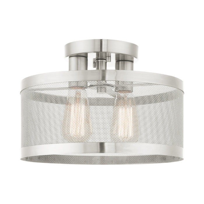 Two Light Semi Flush Mount from the Industro collection in Brushed Nickel finish