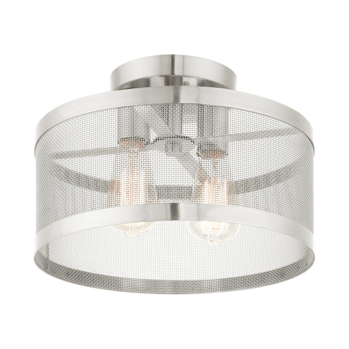 Two Light Semi Flush Mount from the Industro collection in Brushed Nickel finish