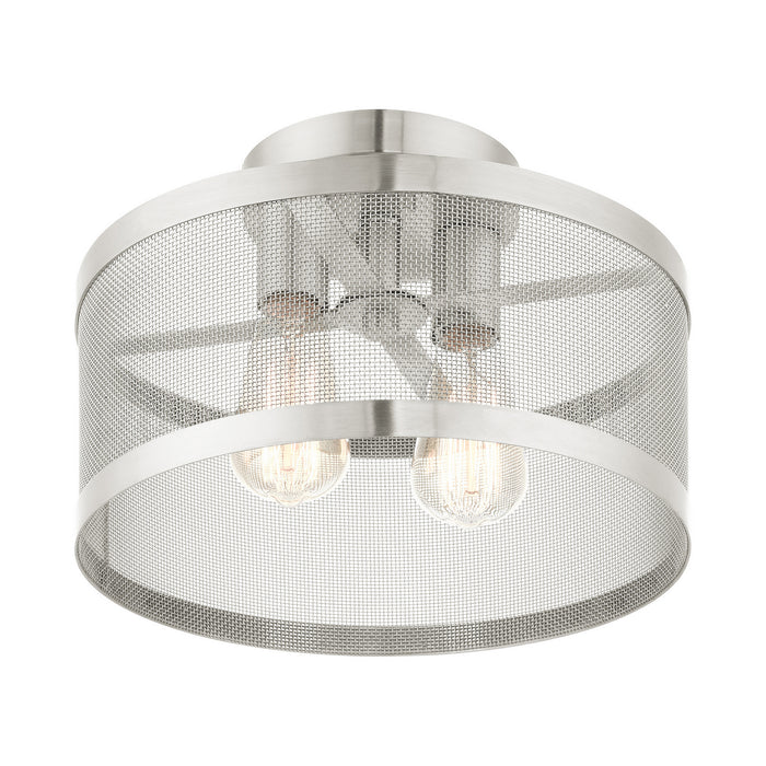 Two Light Semi Flush Mount from the Industro collection in Brushed Nickel finish