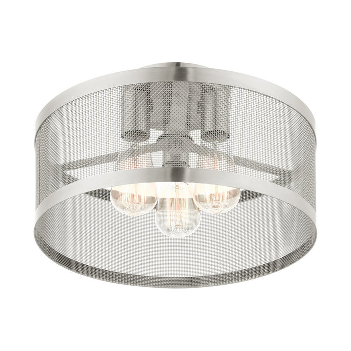 Three Light Semi Flush Mount from the Industro collection in Brushed Nickel finish