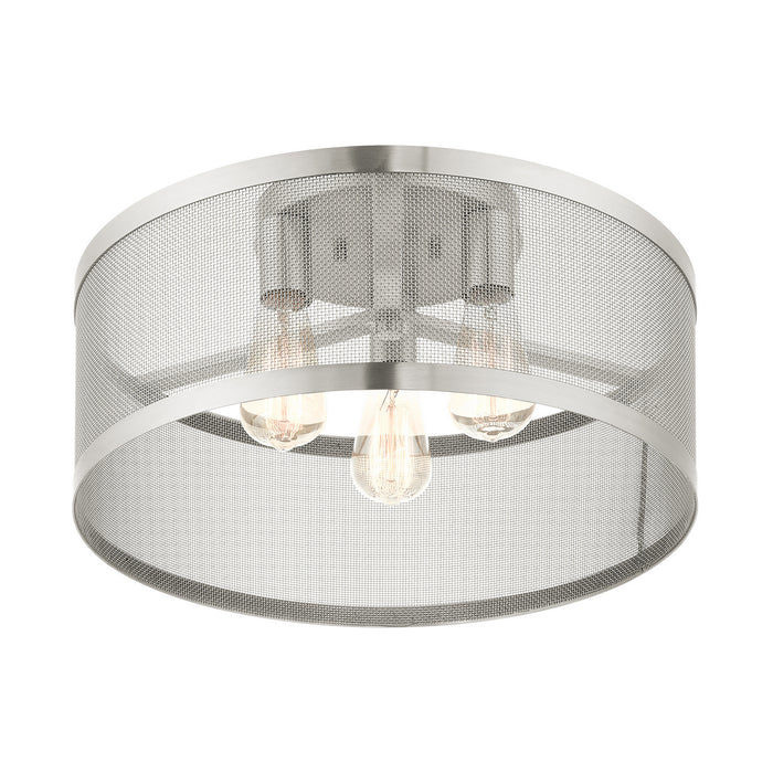 Three Light Semi Flush Mount from the Industro collection in Brushed Nickel finish