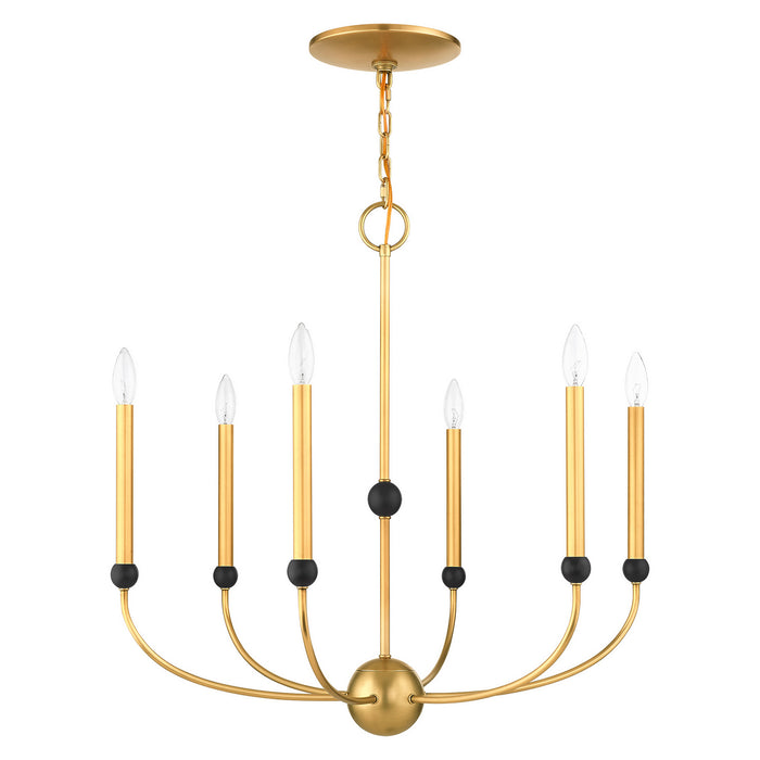 Six Light Chandelier from the Cortlandt collection in Natural Brass with Bronze Accents finish