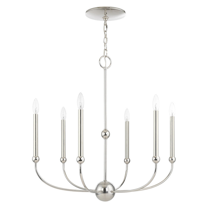Six Light Chandelier from the Cortlandt collection in Polished Nickel finish