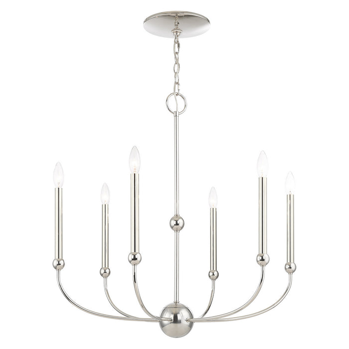 Six Light Chandelier from the Cortlandt collection in Polished Nickel finish