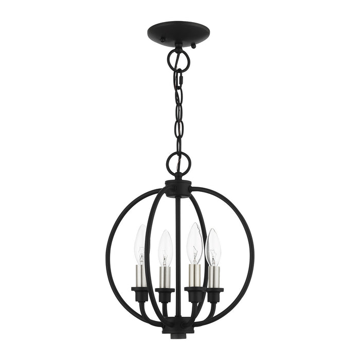 Four Light Convertible Semi Flush/Chandelier from the Milania collection in Black with Brushed Nickel Accents finish