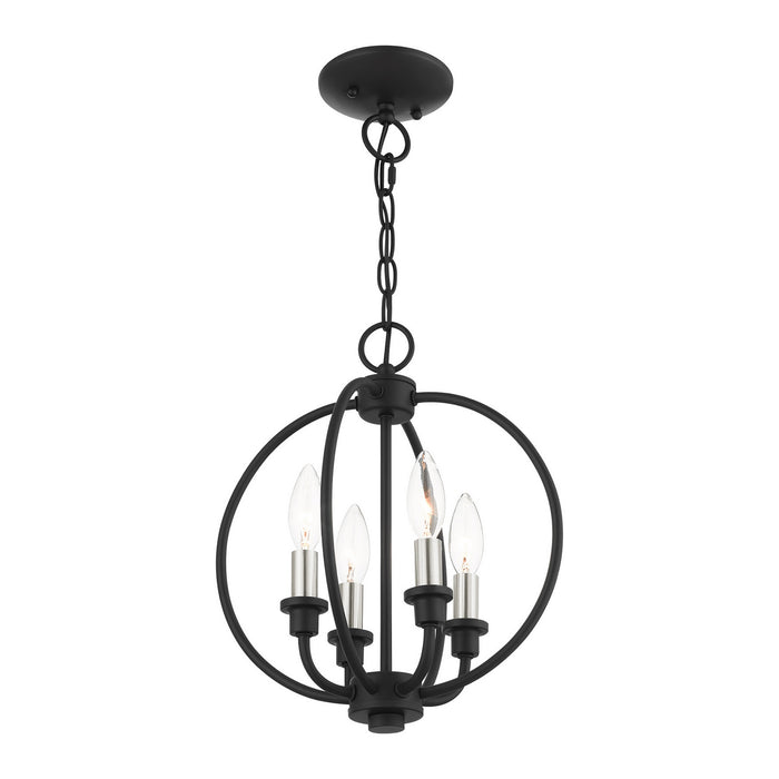 Four Light Convertible Semi Flush/Chandelier from the Milania collection in Black with Brushed Nickel Accents finish