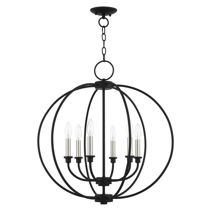 Six Light Chandelier from the Milania collection in Black with Brushed Nickel Accents finish