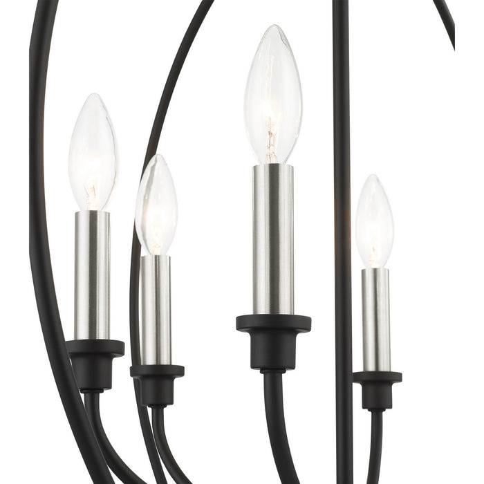 Six Light Chandelier from the Milania collection in Black with Brushed Nickel Accents finish