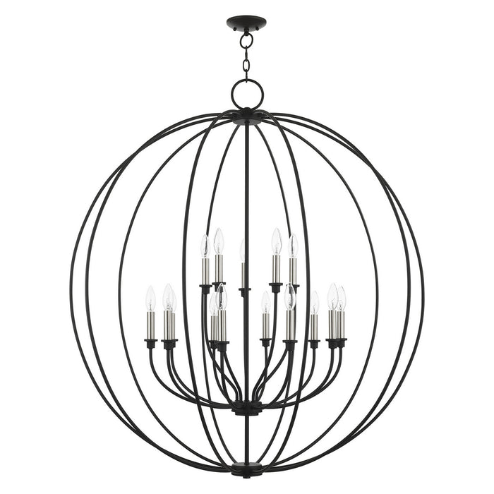 15 Light Chandelier from the Milania collection in Black with Brushed Nickel Accents finish