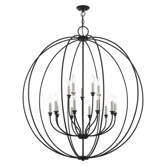15 Light Chandelier from the Milania collection in Black with Brushed Nickel Accents finish