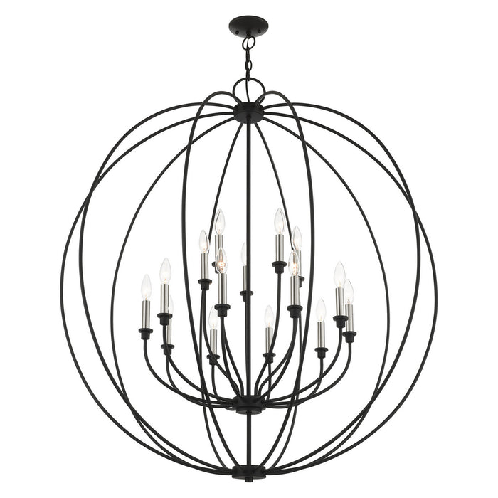 15 Light Chandelier from the Milania collection in Black with Brushed Nickel Accents finish