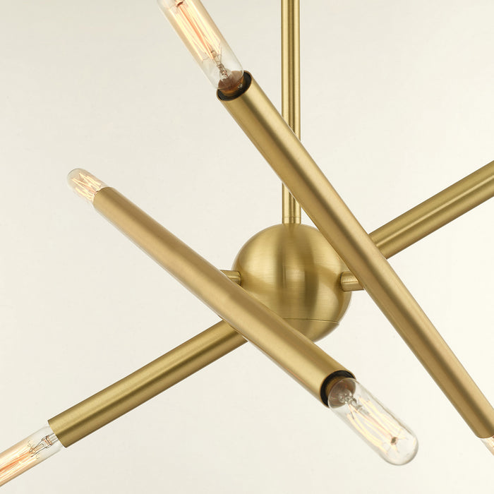 Six Light Chandelier from the Soho collection in Satin Brass finish