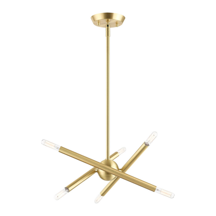 Six Light Chandelier from the Soho collection in Satin Brass finish